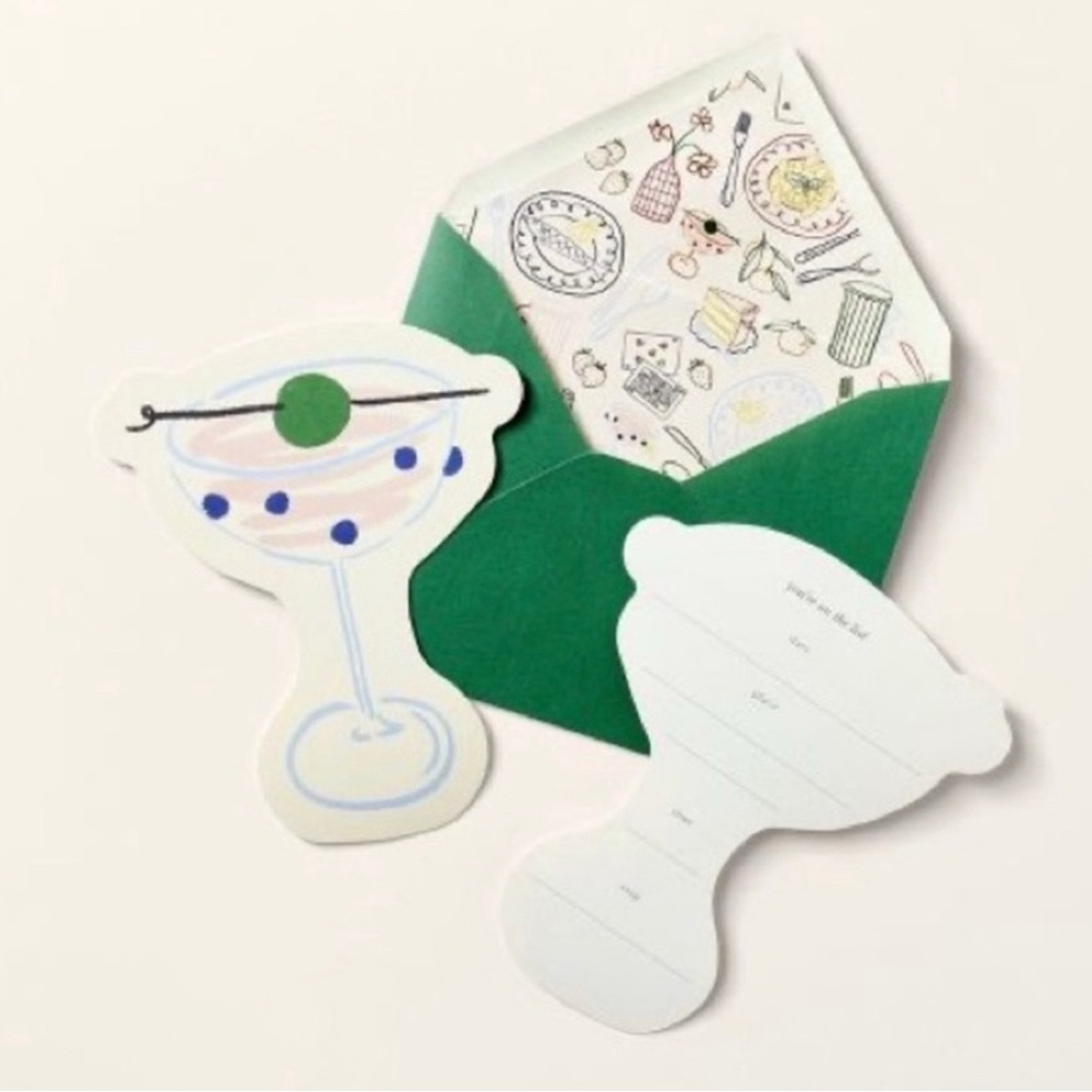 Kate Spade x Target 10 Martini-Themed Invitations with Green Envelopes